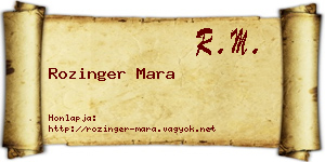 Rozinger Mara névjegykártya